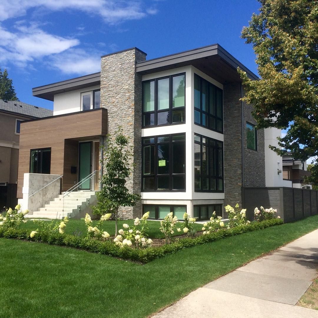 Modern stone and stucco exterior
